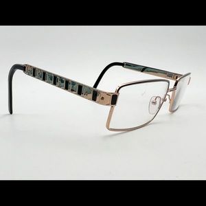 Caviar m.4858 Eyeglasses FRAMES 21 Gold 56[]16-140 Black Italy G107 used. cute!